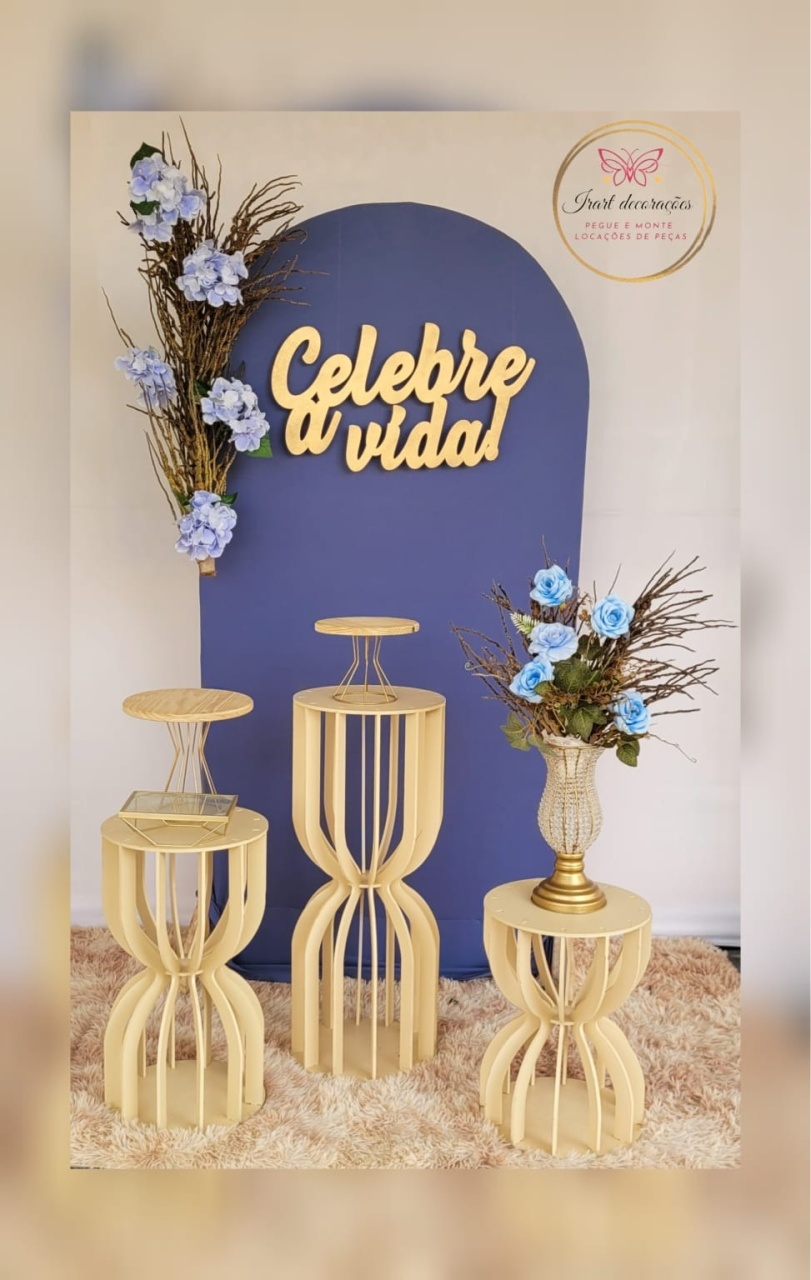 Kit Romano Floral /Azul Cobalto - Irartdecorações Pegue & MONTE