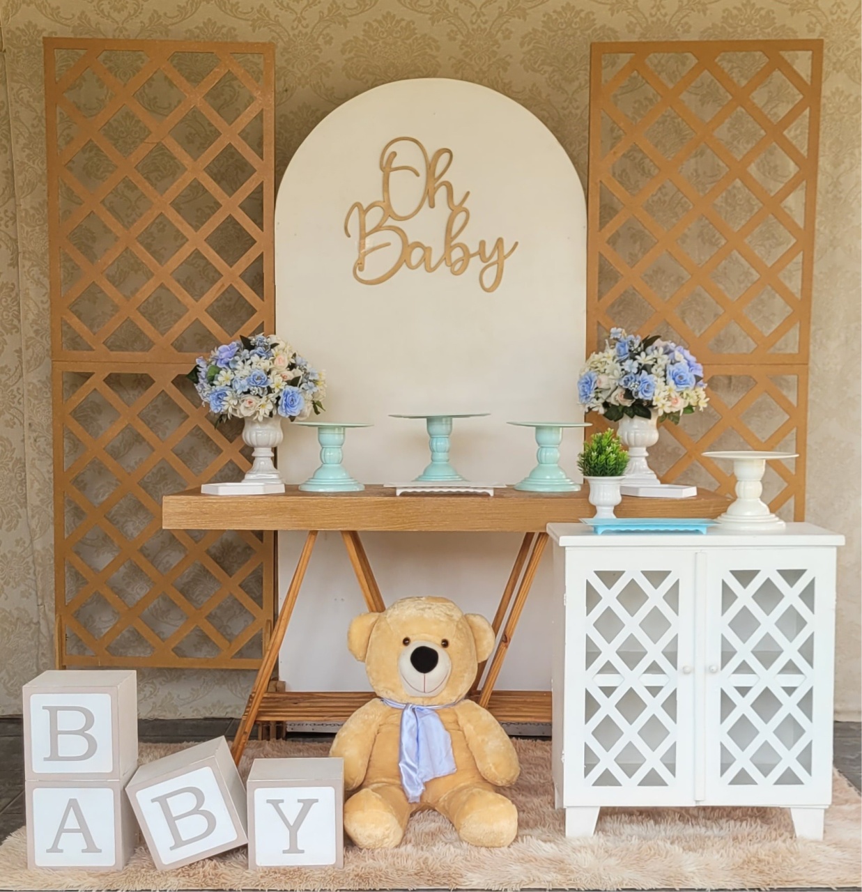 Kit Chá Bebe Menino 03 Paineis - Irartdecorações Pegue & MONTE