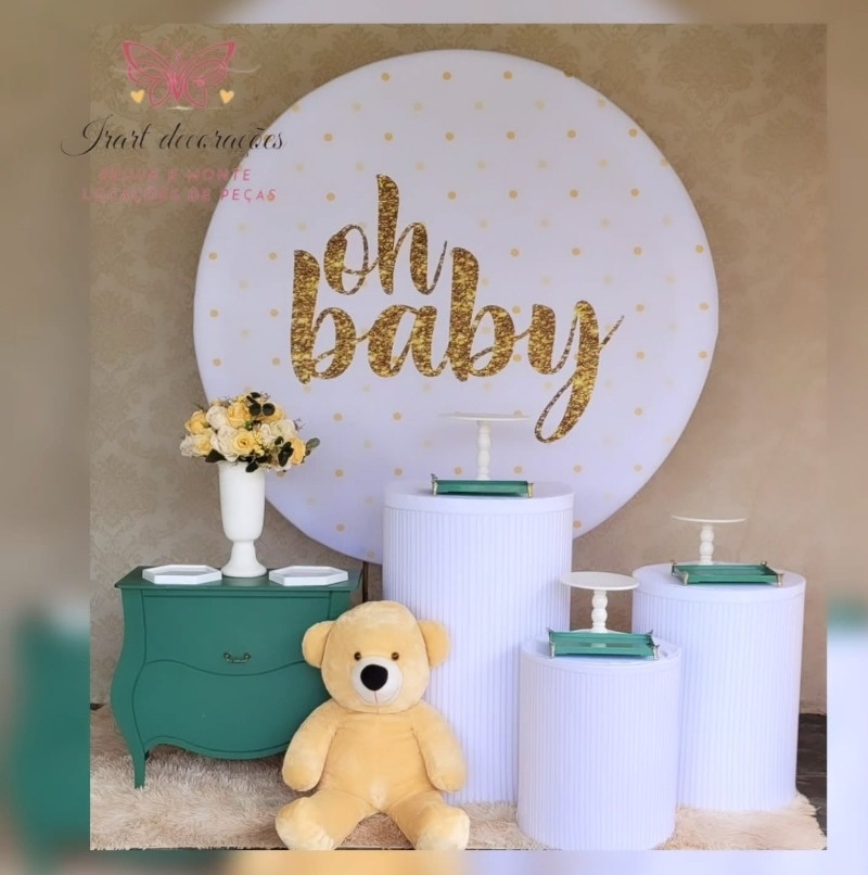 Kit 02 Chá Revelação Çoh Baby Branco/Dourado/Verde - Irartdecorações Pegue & MONTE