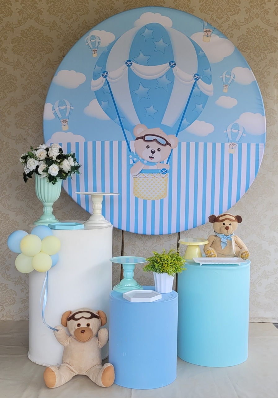Kit 01 Urso Baloeiro Chá Bebe Menino/ Baloes - Irartdecorações Pegue & MONTE