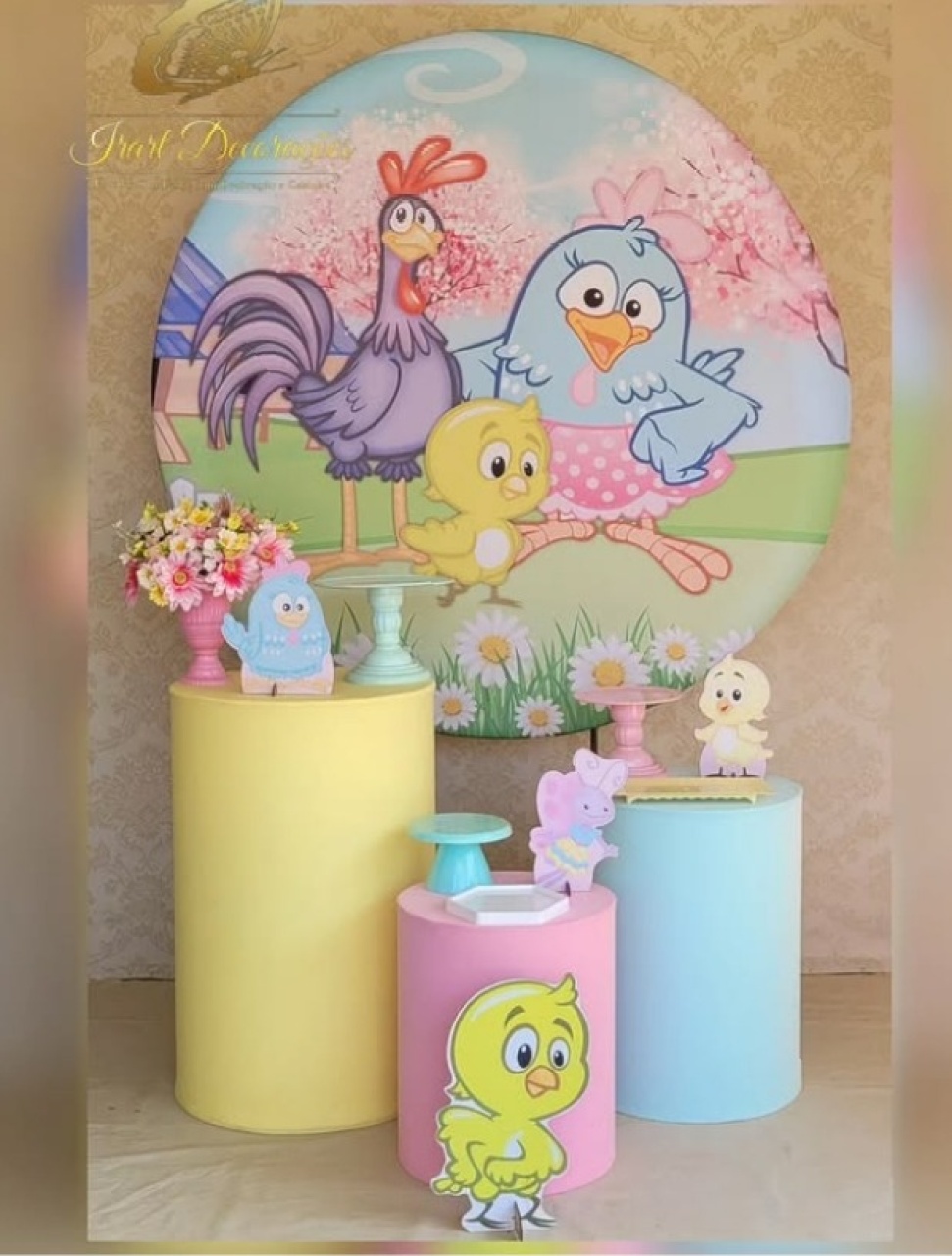 Kit 01 Galinha Pintadinha Rosa - Irartdecorações Pegue & MONTE