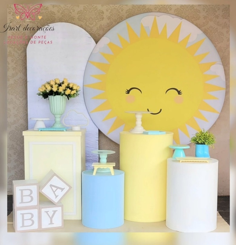 Kit 03 Big Chá Bebe Raio de Sol Menino - Irartdecorações Pegue & MONTE