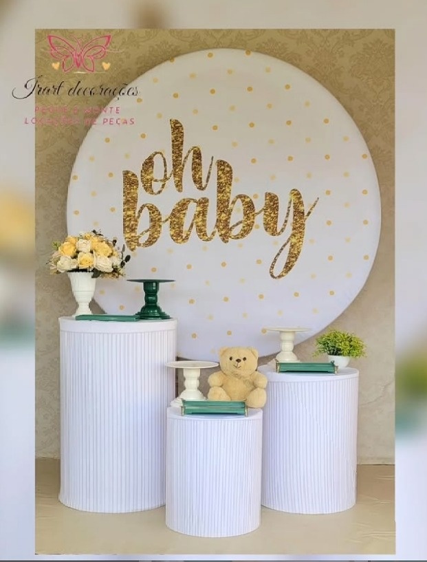 Kit 01 Chá Revelação Oh Baby Branco /Dourado/Verde - Irartdecorações Pegue & MONTE