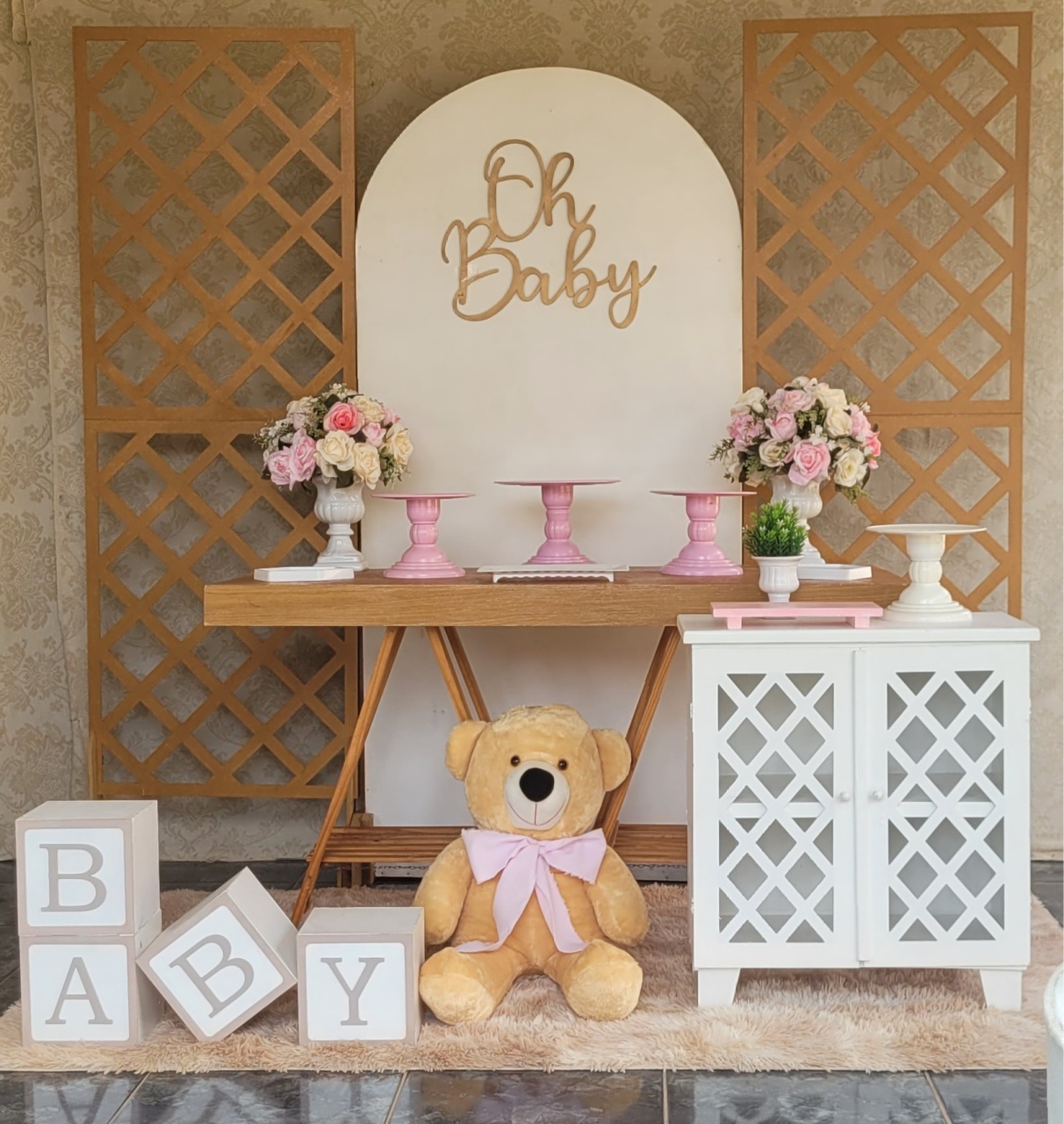 Kit Chá Bebê Menina 03 Paineis - Irartdecorações Pegue & Monte