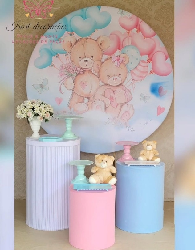Kit 01 Rosa/Azul Chá Revelação - Irartdecorações Pegue & MONTE
