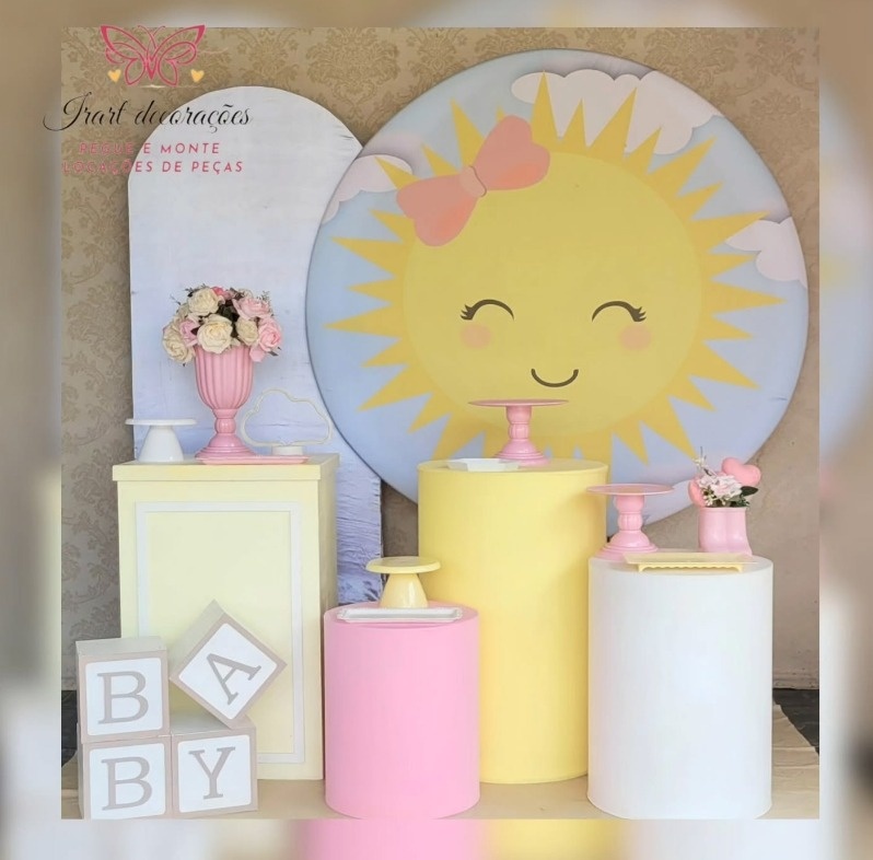 Kit 03 Big Cha de Bebe Raio de Som Menina - Irartdecorações Pegue & Monte