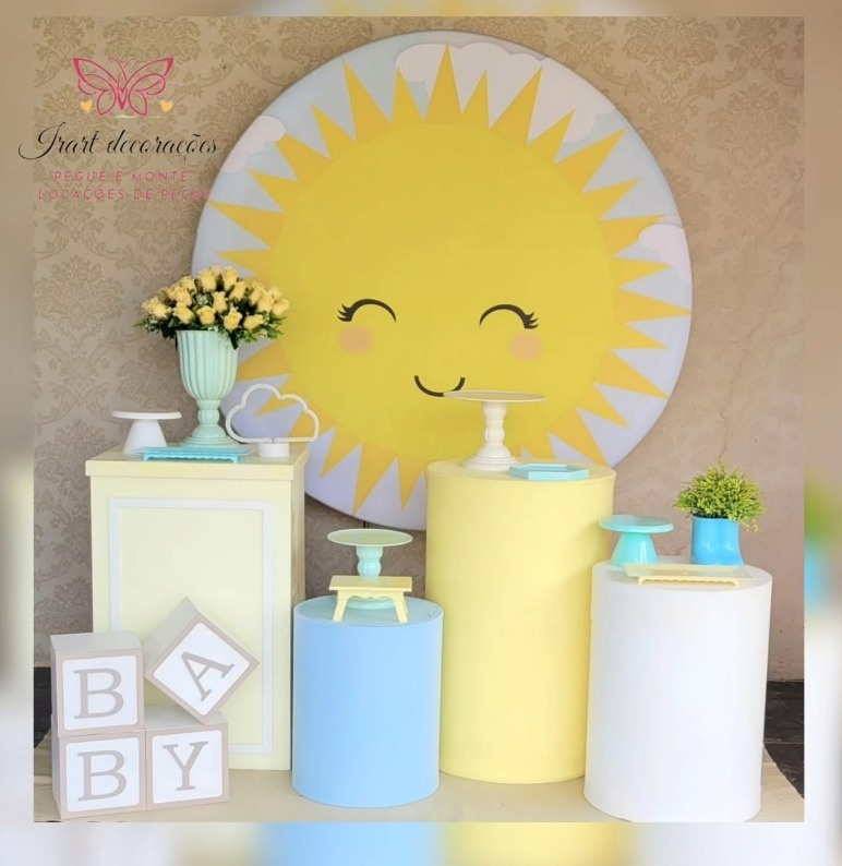 Kit 02  Chá Bebe Raio de Sol Menino - Irartdecorações Pegue & MONTE