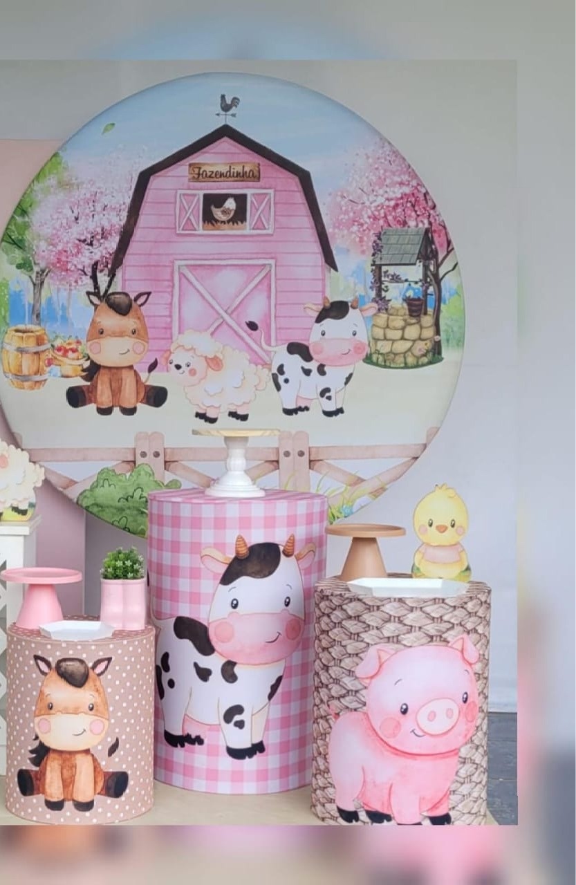 Kit 01 Fazendinha Rosa - Irartdecorações Pegue & MONTE