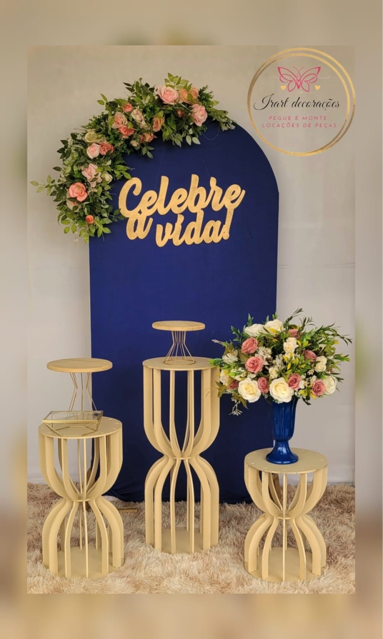 Kit Adulto Romano Floral Azul - Irartdecorações Pegue & MONTE