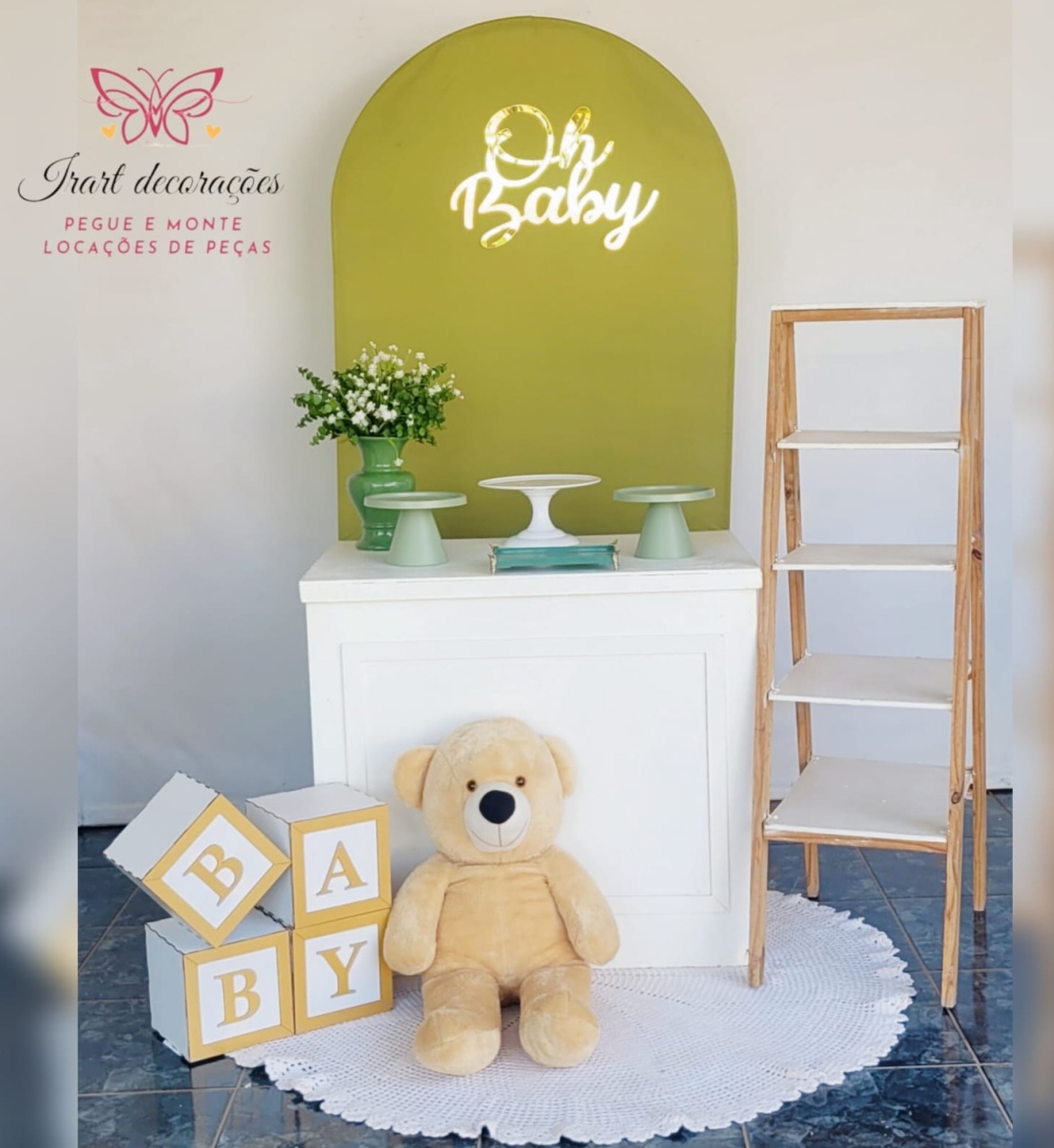Kit Oh Baby 01 Verde E Branco  - Irartdecorações Pegue & MONTE