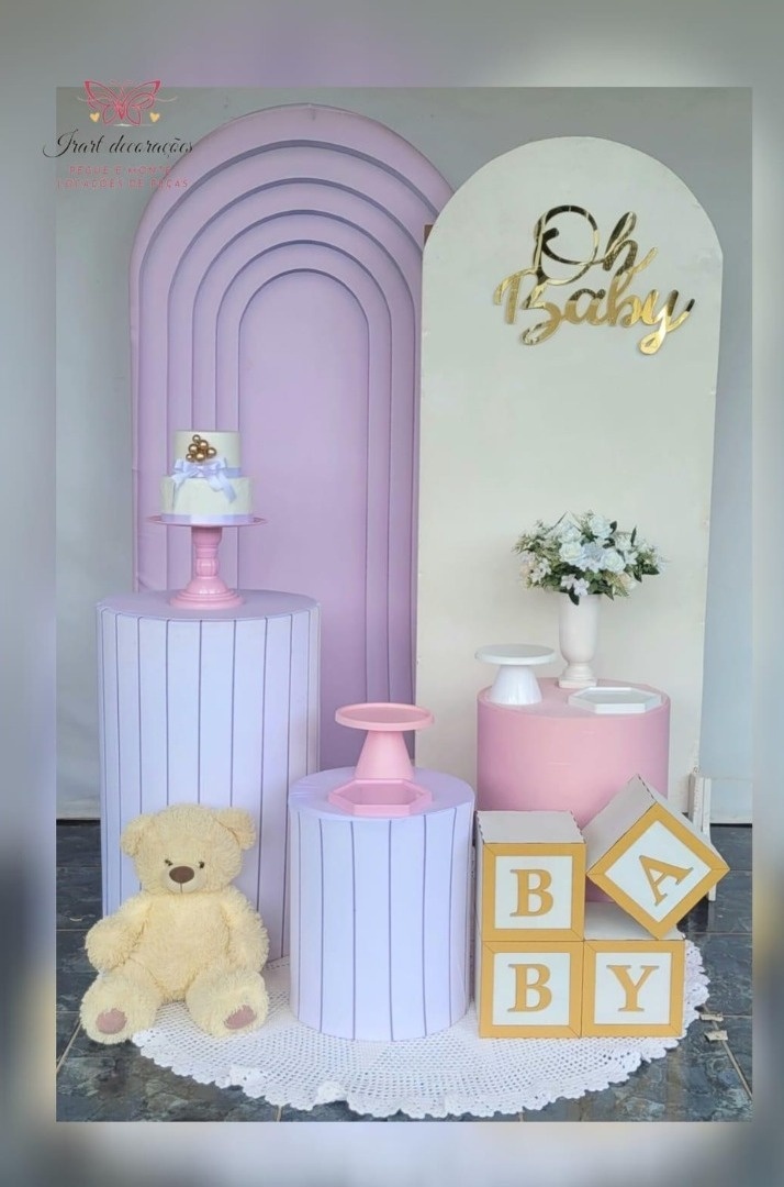 Cha de Bebe Menina 02 Paineis - Irartdecorações Pegue & Monte