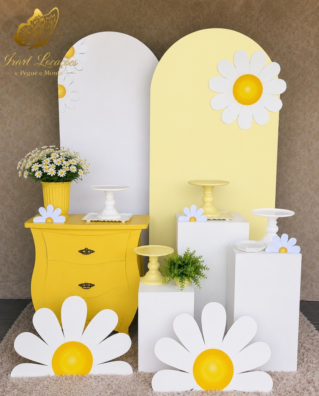 Kit Margarida - Amarelo E Branco - Irartdecorações Pegue & MONTE
