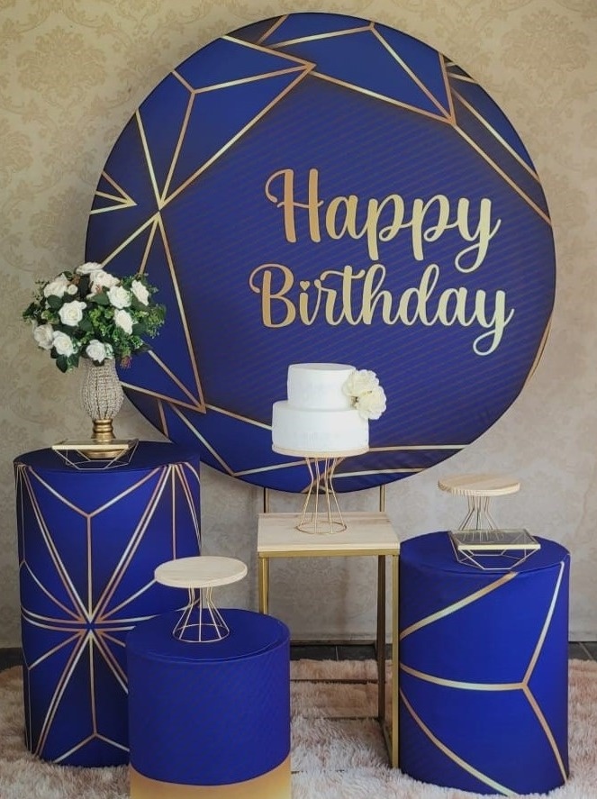 Kit 02 Happy Birday Azul  - Irartdecorações Pegue & MONTE