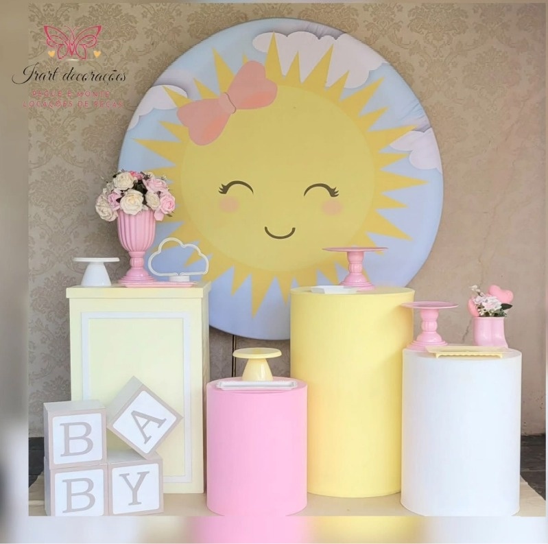 Kit 02 Raio de Sol Chá de Bebe Menina - Irartdecorações Pegue & Monte