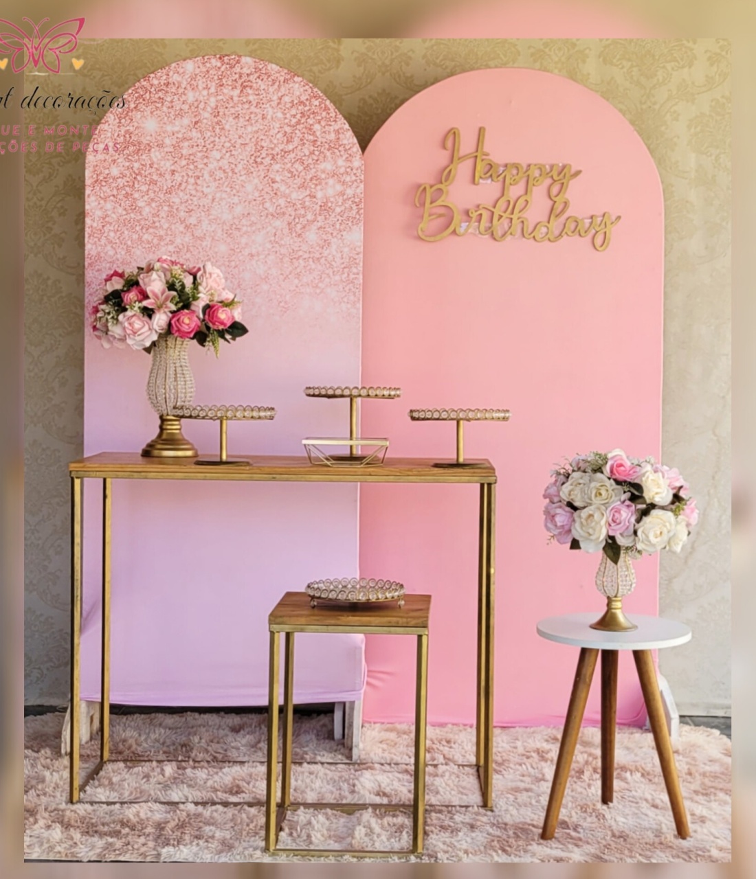 Kit Rosa 15 Anos - Irartdecorações Pegue & MONTE
