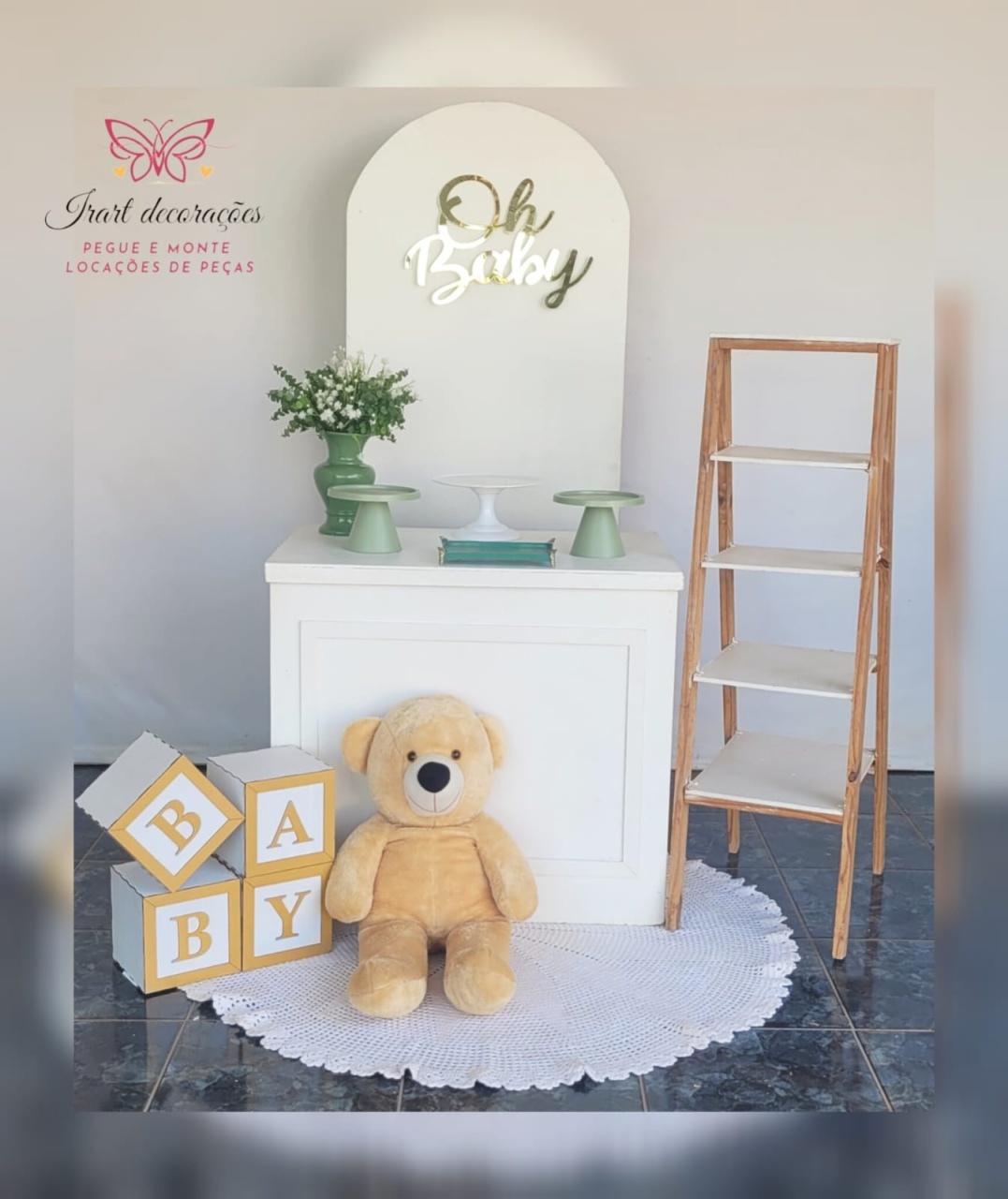 Kit Oh Baby Verde Branco 01 - Irartdecorações Pegue & MONTE
