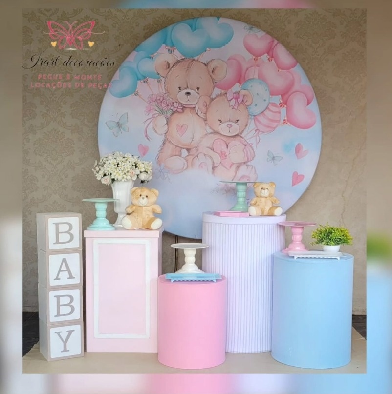 Kit 02 Rosa/Azul Chá Revelação - Irartdecorações Pegue & MONTE
