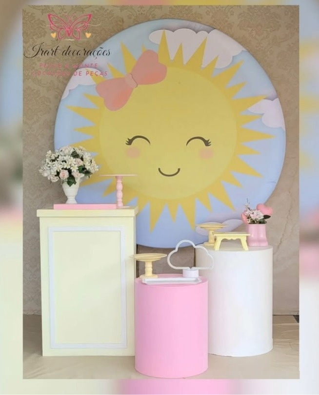 Kit 01 Cha de Bebe Raio de Sol Menina - Irartdecorações Pegue & Monte