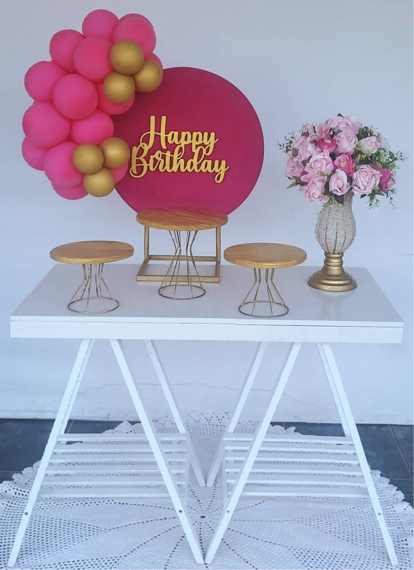 Kit Mesa  Cavalete Pink - Irartdecorações Pegue & MONTE