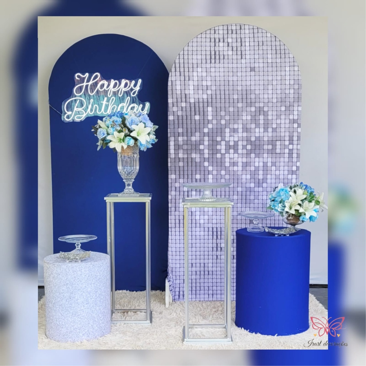 Kit 3 Azul Com Prata - Irartdecorações Pegue & MONTE