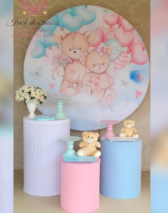 Kit Chá Revelação Rosa/Azul - Irartdecorações Pegue & MONTE