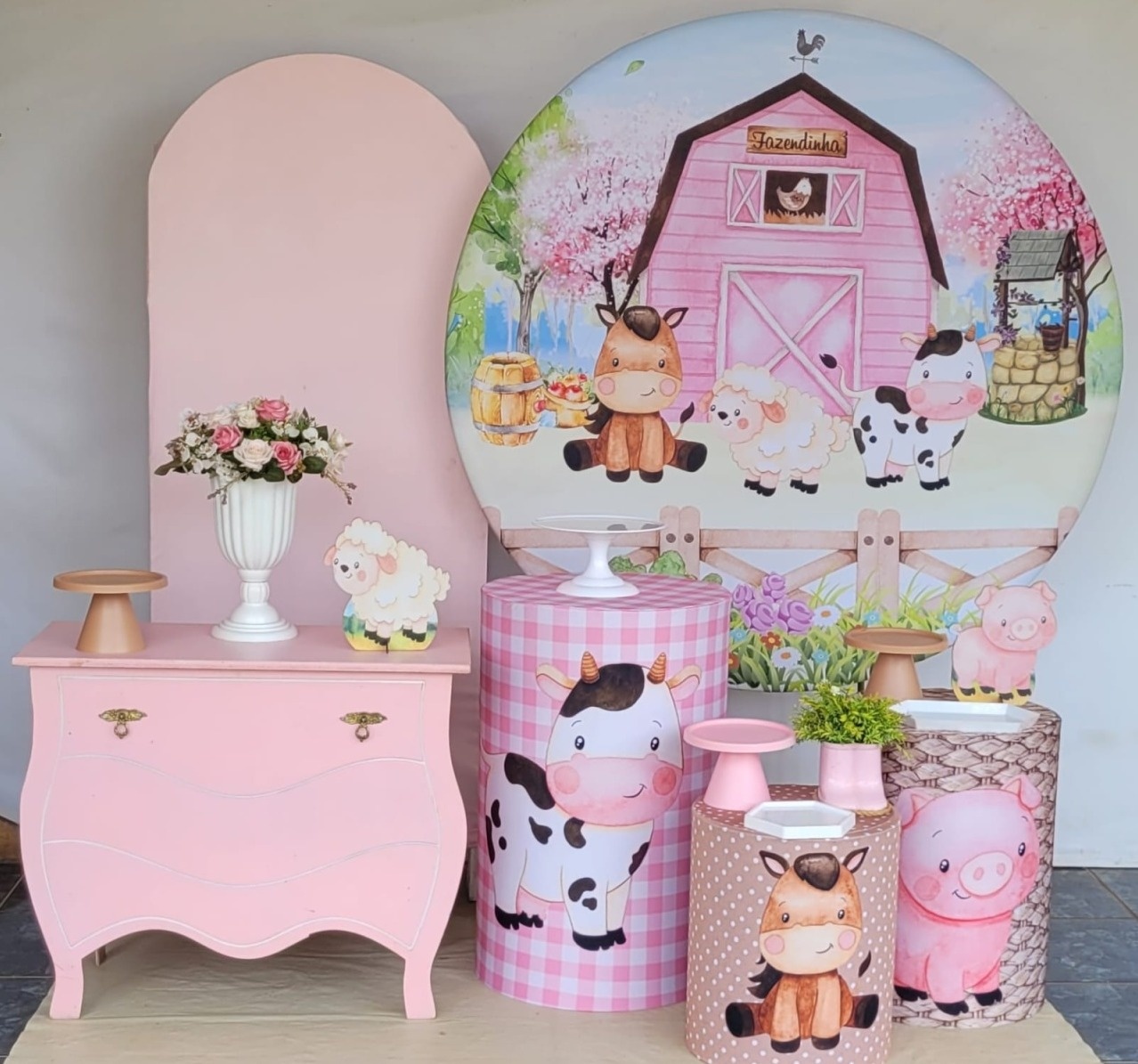 Kit 03 Fazendinha Rosa  Luxo - Irartdecorações Pegue & MONTE