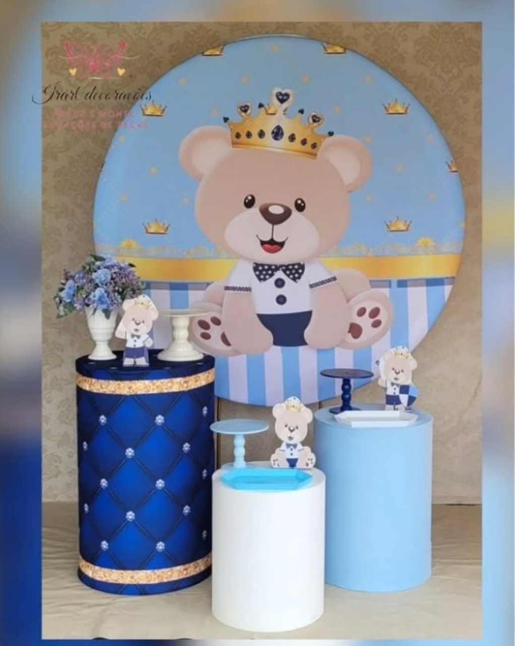 Kit 01 Chá de Bebê Urso Principe - Irartdecorações Pegue & MONTE