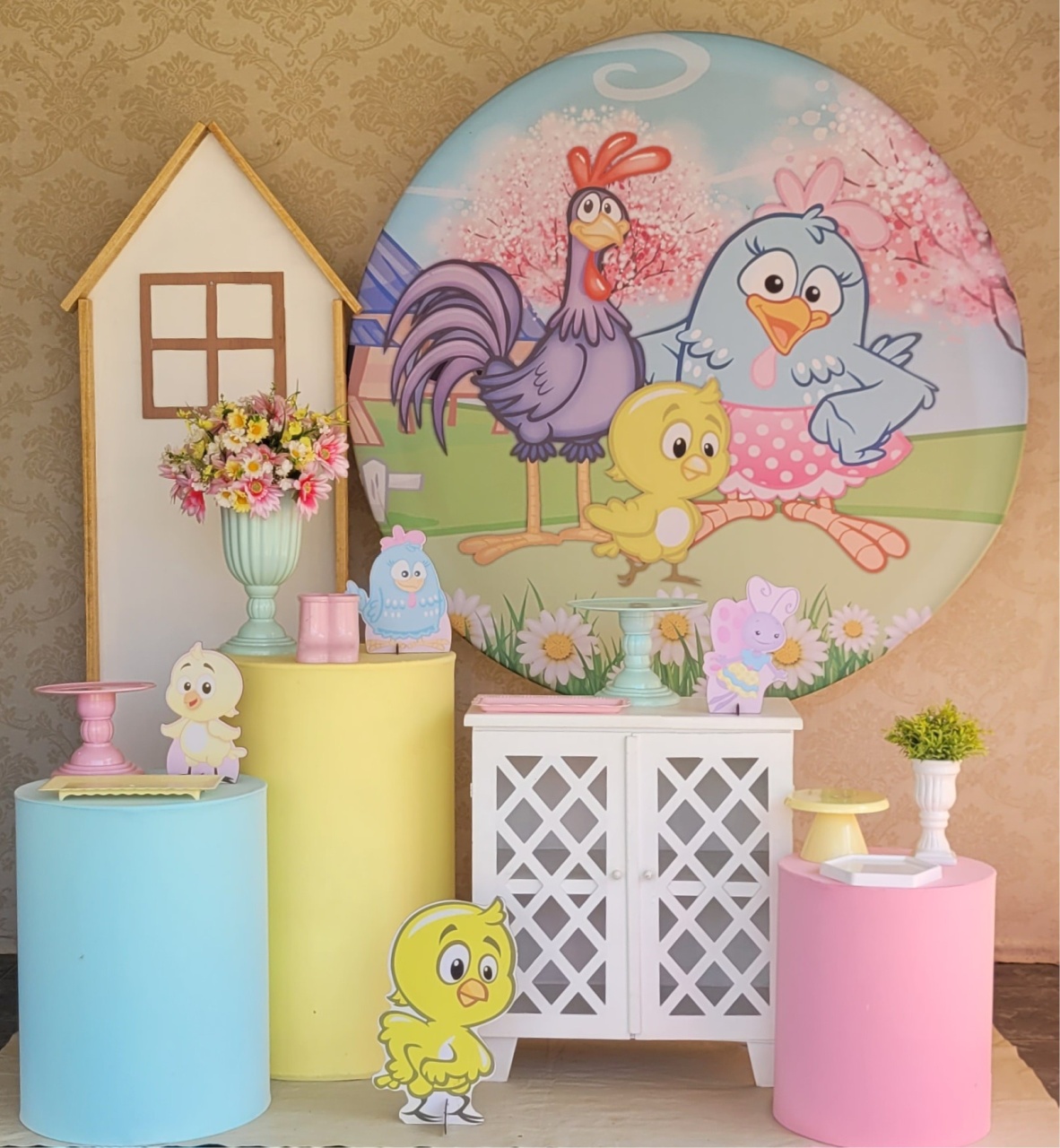 Kit 03 Galinha Pintadinha  Rosa - Irartdecorações Pegue & MONTE