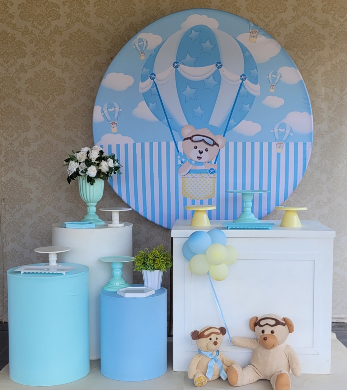 Kit 02 Urso Baloeiro Chá de Bebe Menino - Irartdecorações Pegue & MONTE