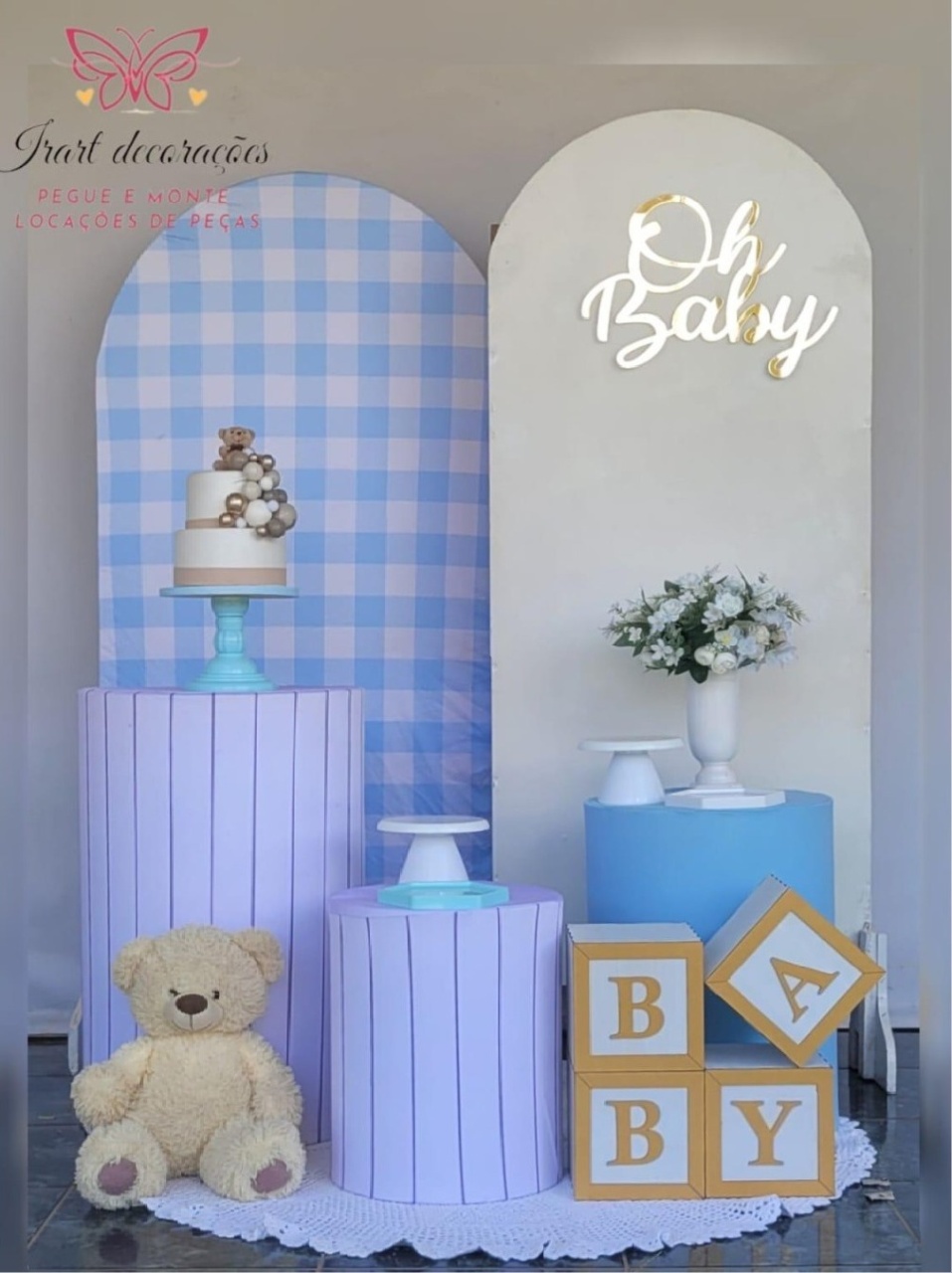 Cha de Bebe Menino 02 Paineis Menino - Irartdecorações Pegue & MONTE