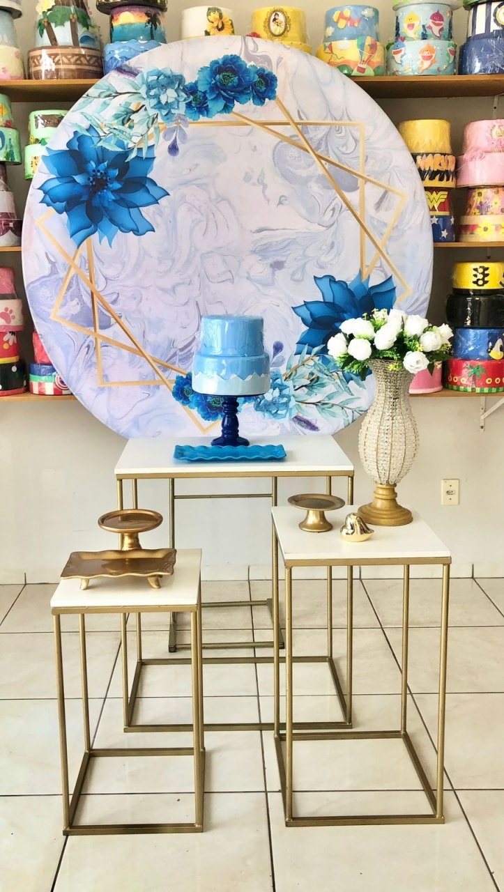Flor Azul Mesa Tablet - Catálogo Tay pegue e monte