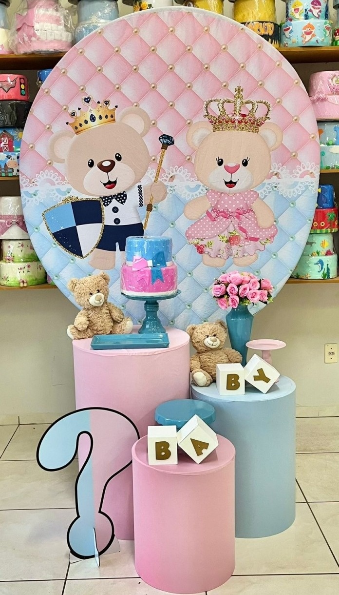 Urso Azul E Rosa 3 - Revelação - Catálogo Tay pegue e monte