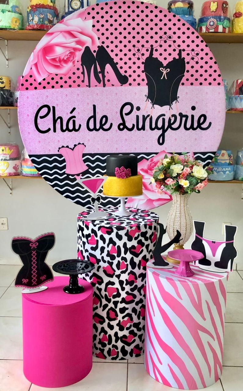 Chá de Lingerie Rosa - Plus - Catálogo Tay pegue e monte