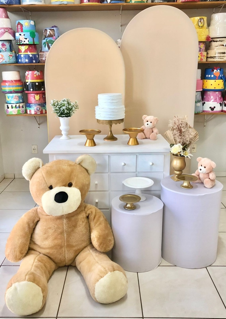 Revelação Bege -Ursão Chá de Bebê -Baby Revelação   - Catálogo Tay pegue e monte