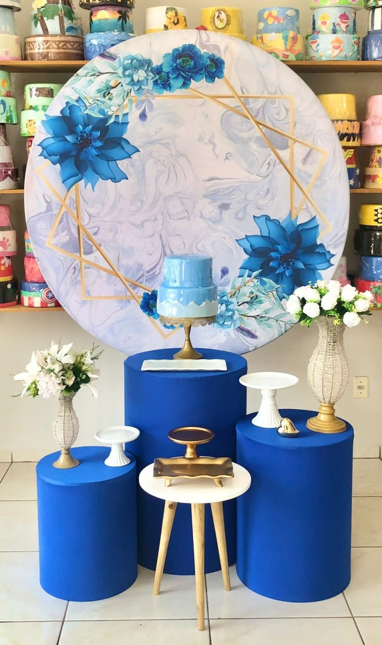 Flor Azul/Dourado - Prime - Catálogo Tay pegue e monte