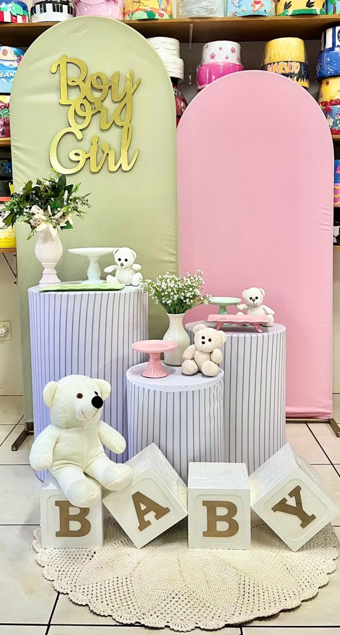 Romano Verde Oliva E Rosa Urso - Baby Revelação - Catálogo Tay pegue e monte