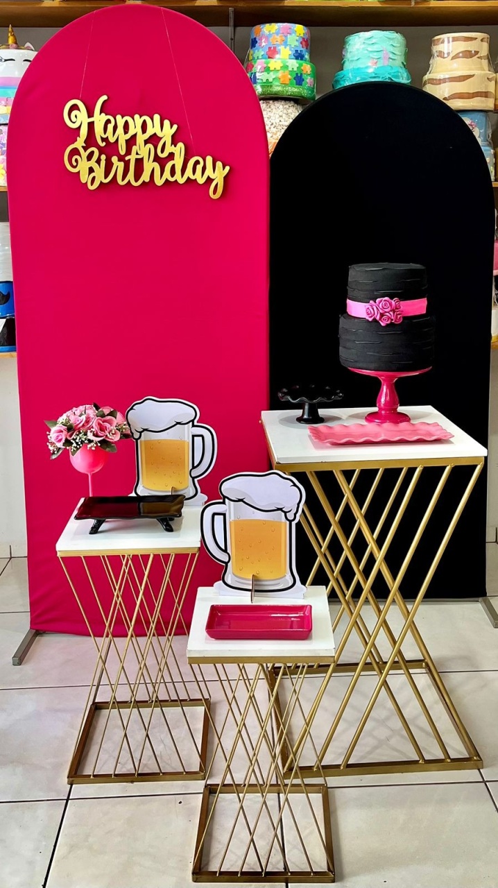 Romano Pink E Preto Mesa X - Boteco  - Catálogo Tay pegue e monte