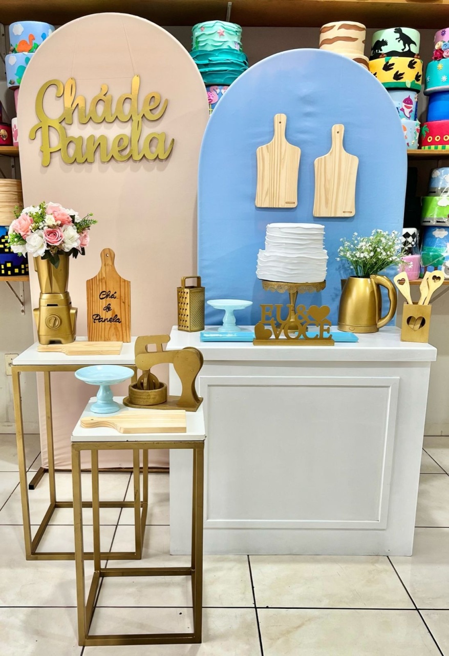 Chá de Panela Bege E Azul Candy  - Catálogo Tay pegue e monte