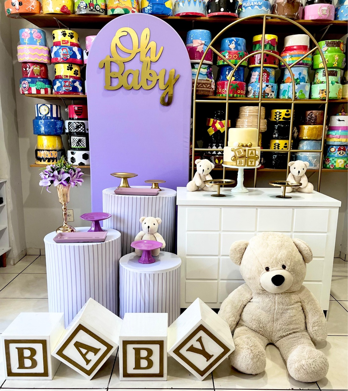 Romano Baby Lilás - Urso Médio - Janelado    - Catálogo Tay pegue e monte