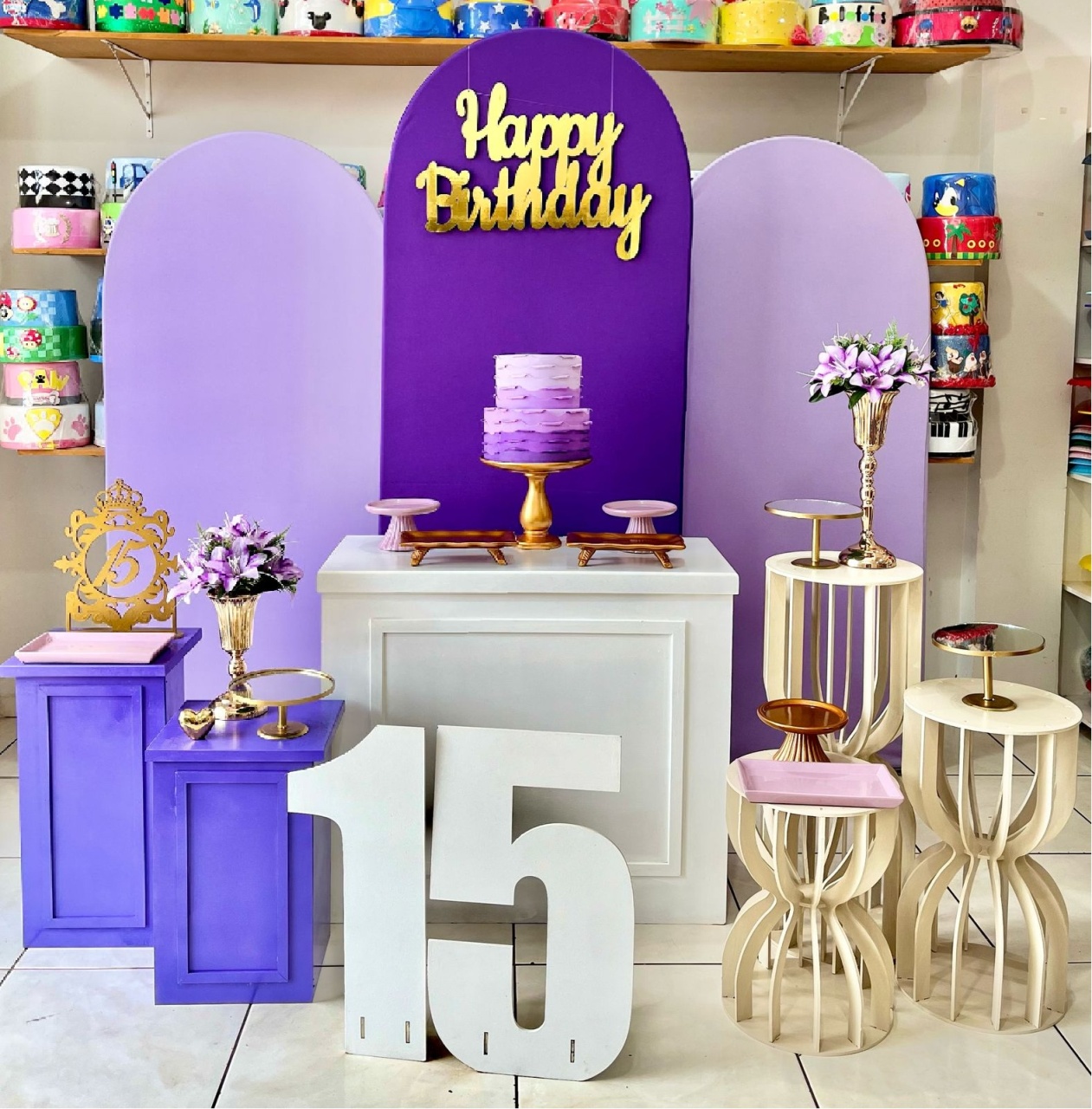 Romano Lilás E Roxo - 15 Anos  - Catálogo Tay pegue e monte