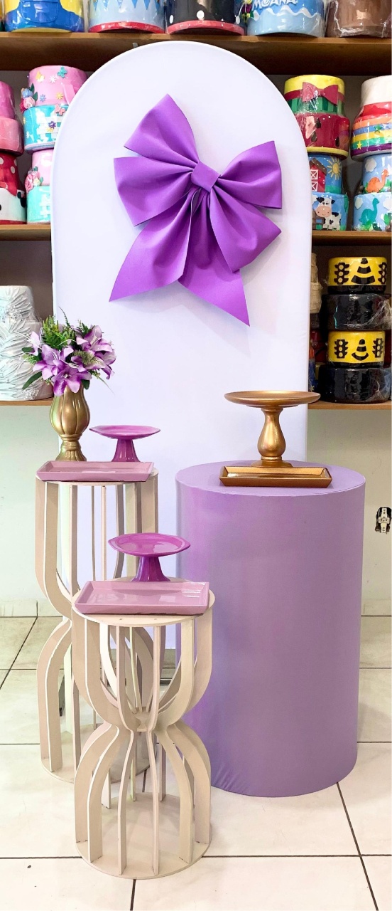 Laço Lilás E Dourado - Mesa Ampulheta - Prime - Catálogo Tay pegue e monte