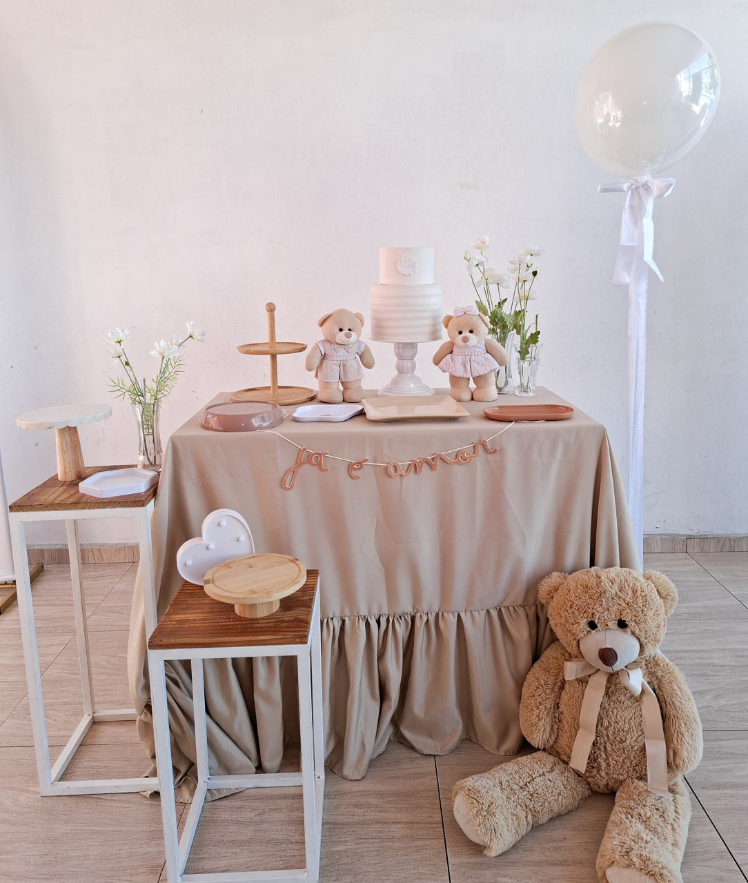 Cha Revelação Ursos Bege Afetivo - Bella decor by Tamires
