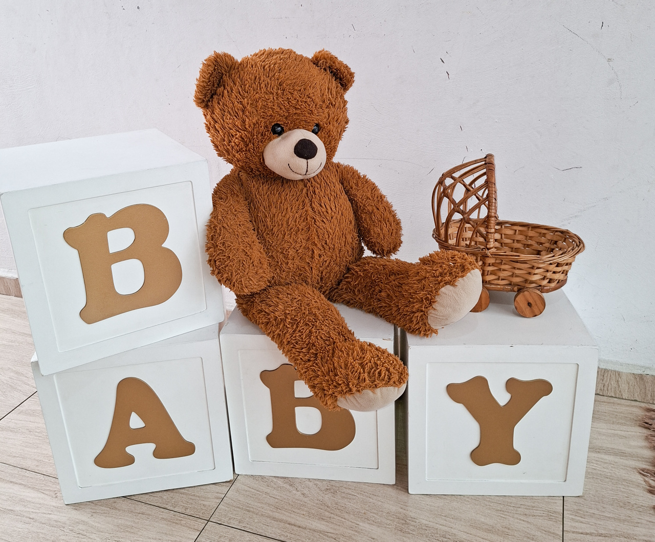 Cubo Baby G E Urso Chá Revelação - Bella decor by Tamires