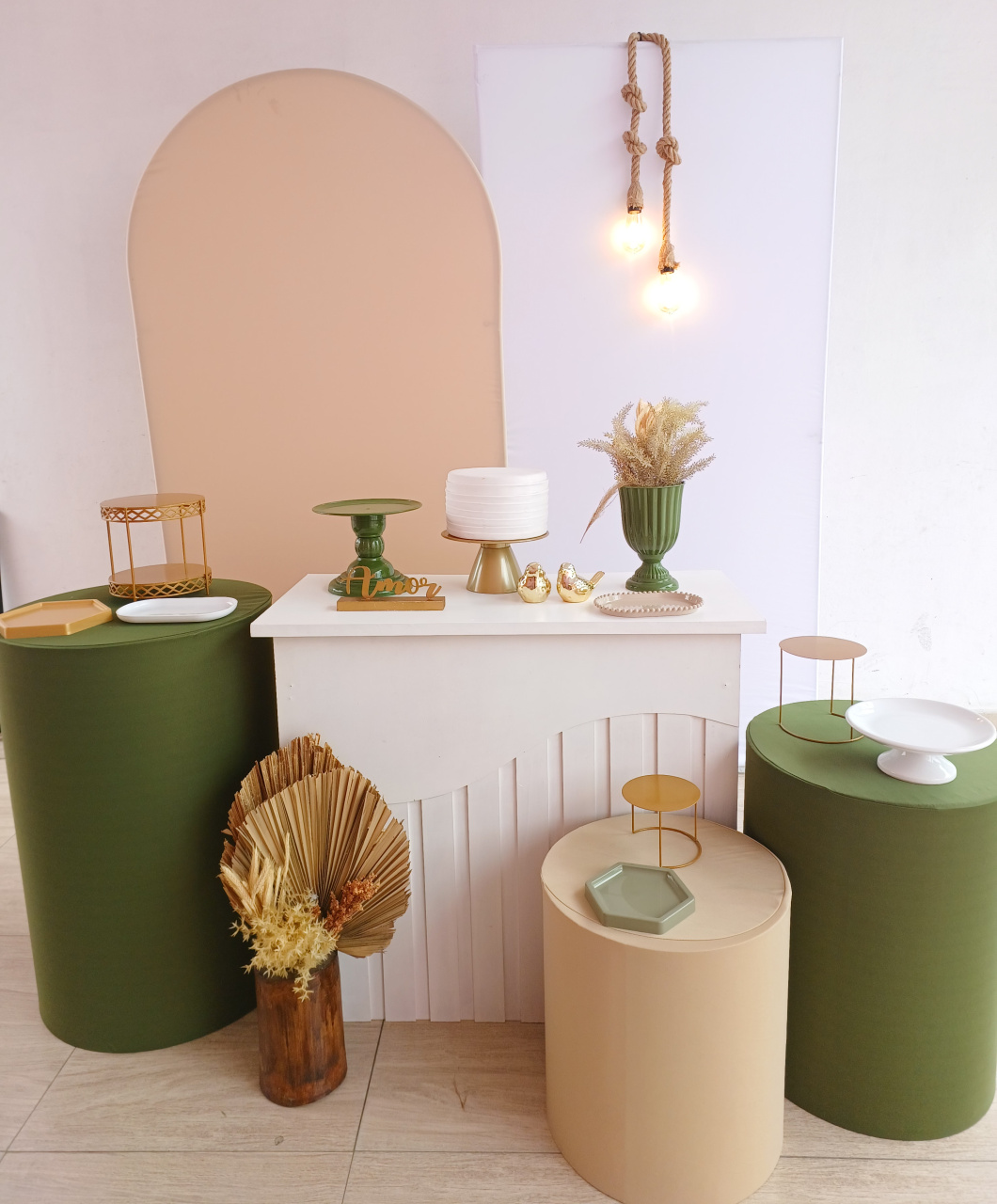 Casamento Verde Militar Bege E Branco - Bella decor by Tamires