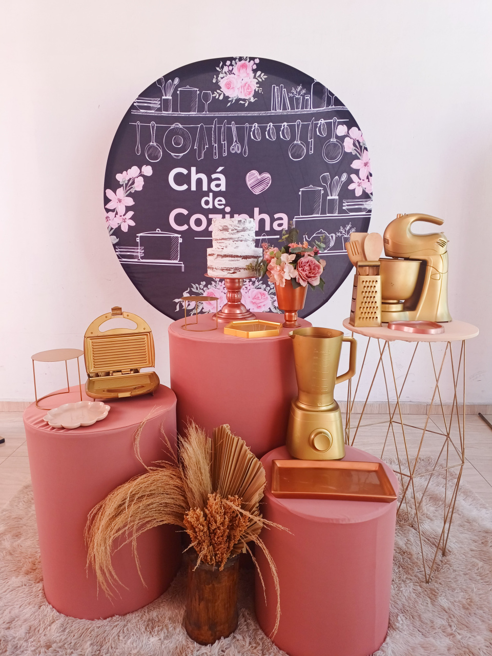 Cha de Cozinha Preto Rosê E Dourado Amei  - Bella decor by Tamires