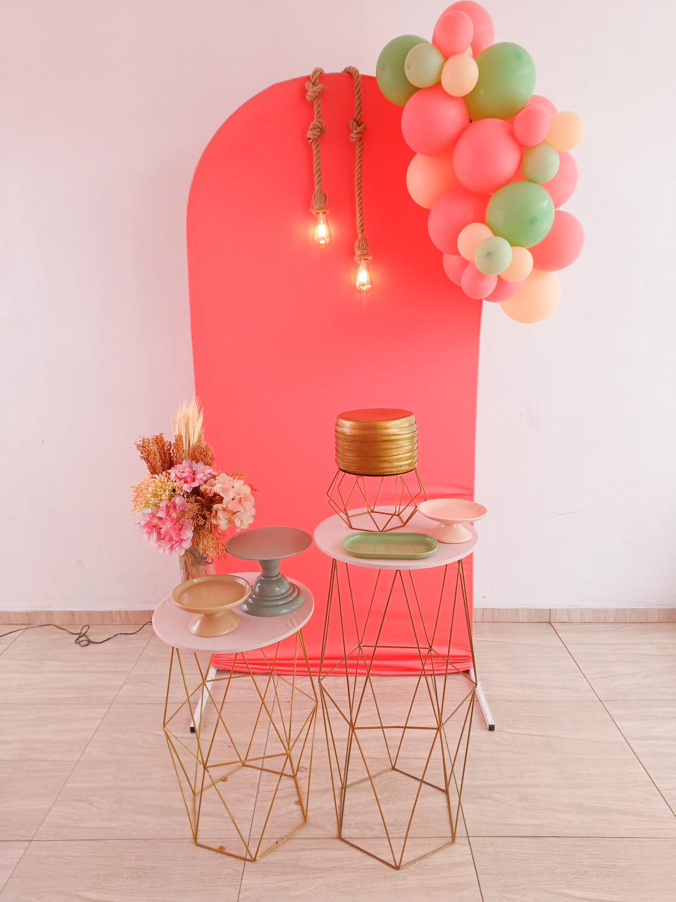 Kit Feminino Coral Luz Filamento No Painel - Bella decor by Tamires