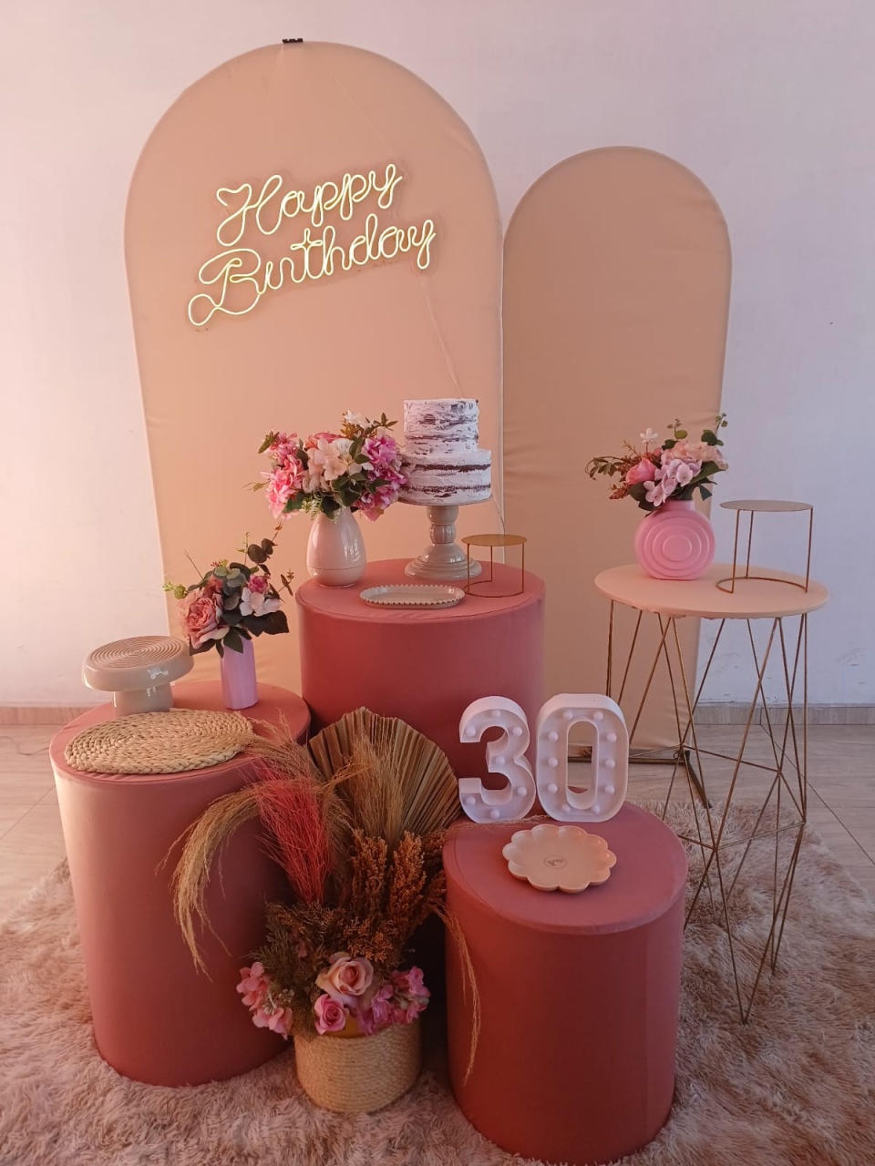 Kit Rosê E Bege Happy Birthday - Bella decor by Tamires