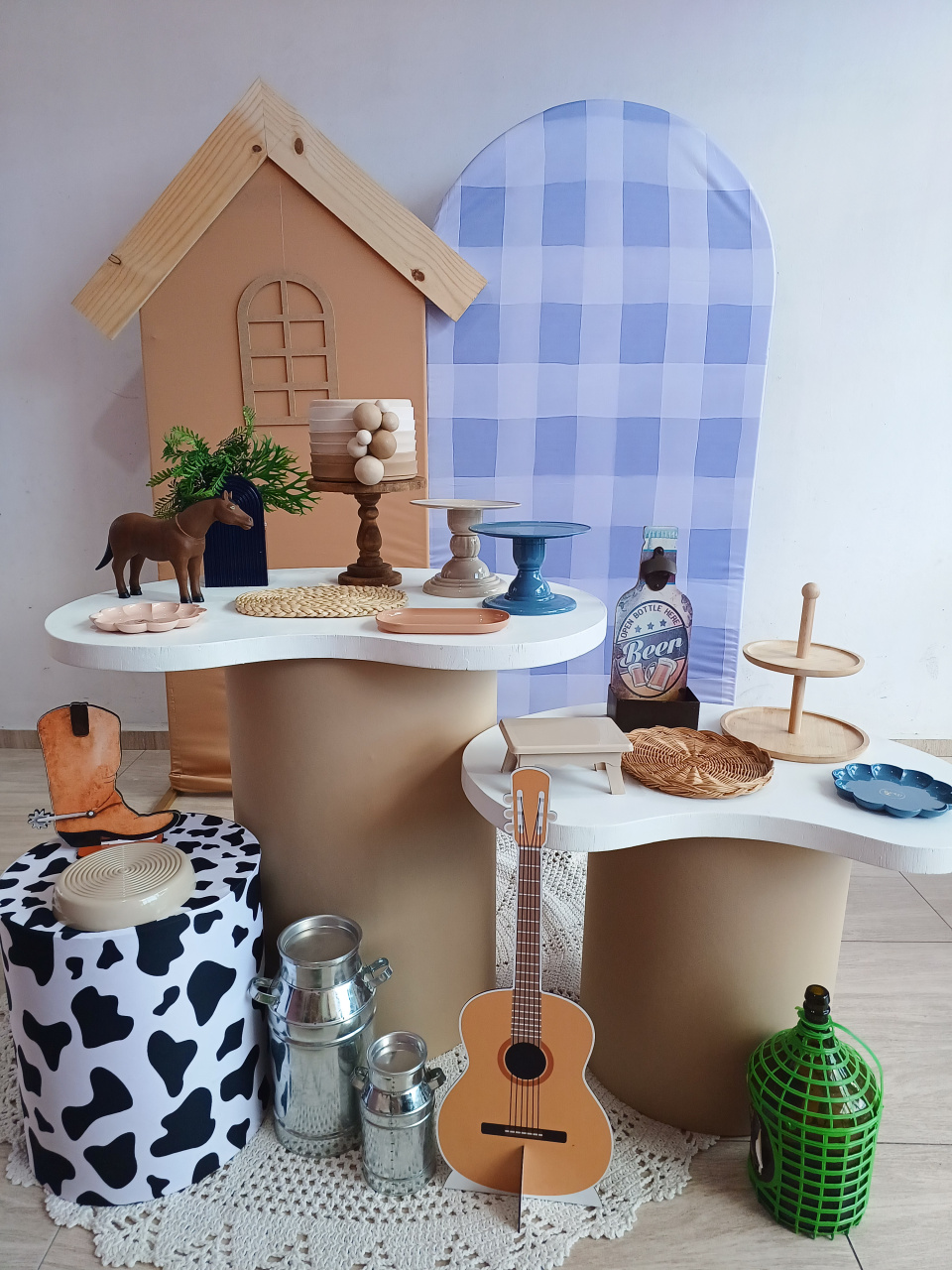 Kit Orgânico Country Xadrez Azul - Bella decor by Tamires