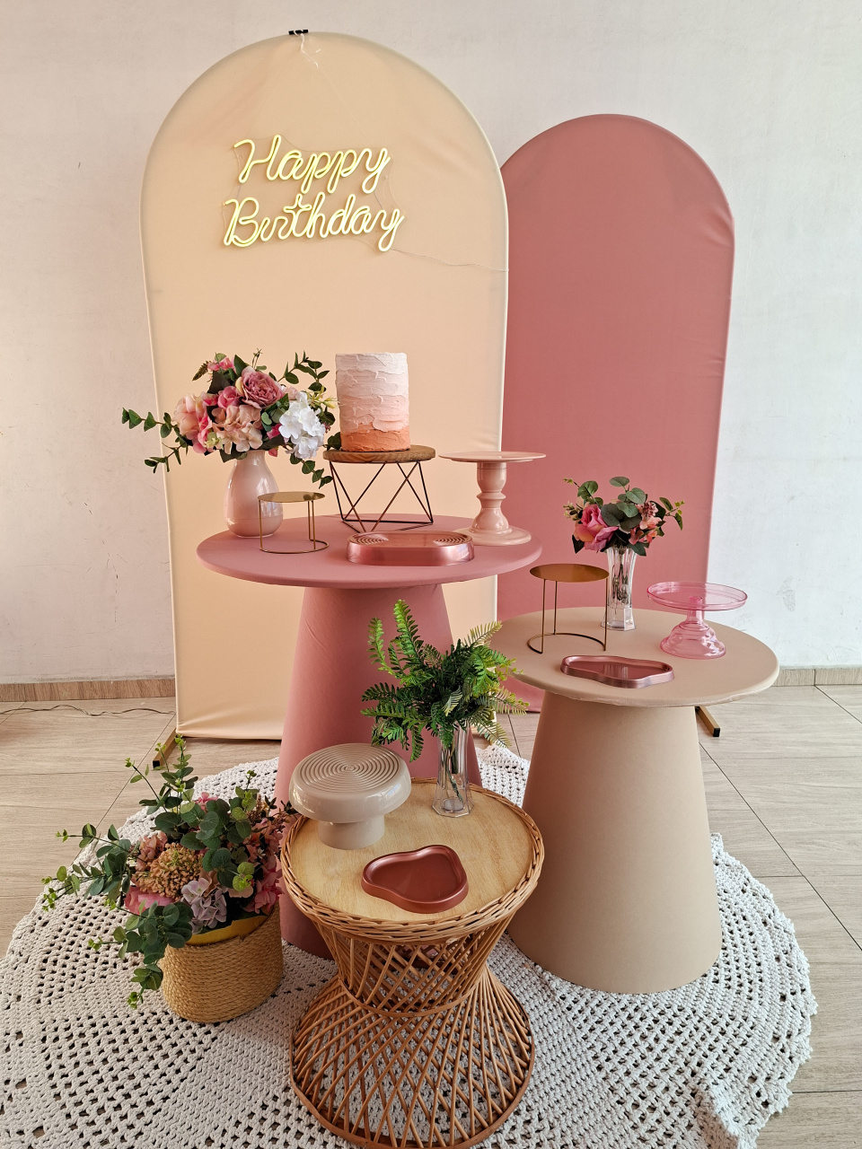Feminina Rosê E Nude Com Vime - Bella decor by Tamires