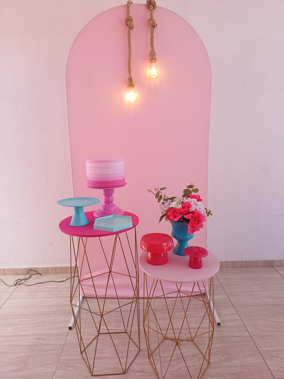 Kit Feminino Rosa Claro Luz Filamento No Painel - Bella decor by Tamires